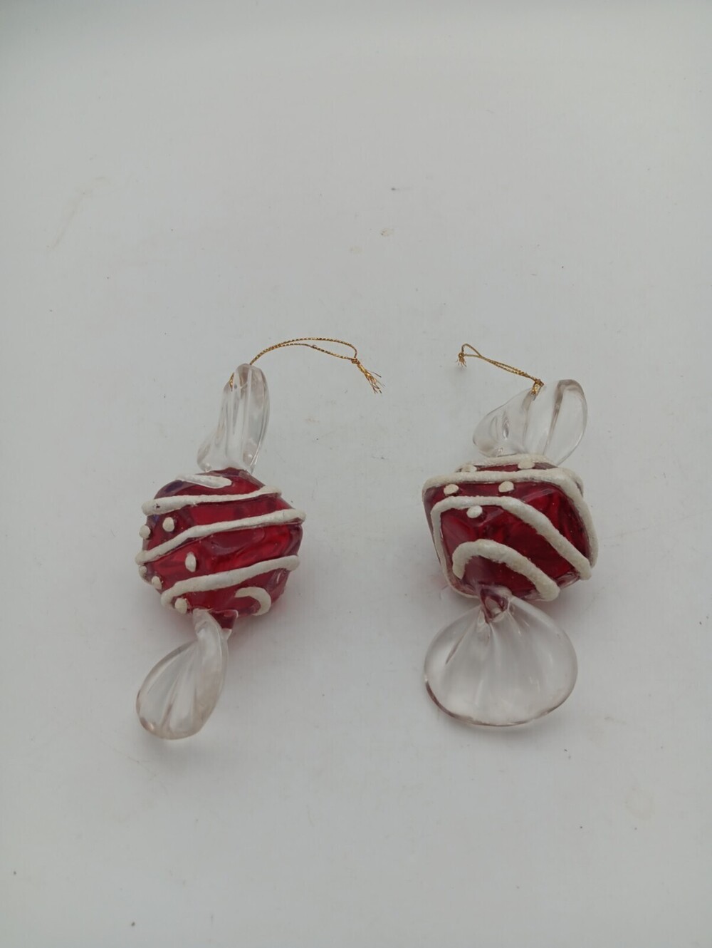 Wrapped Candy Christmas Ornaments Set of 2 Red Plastic